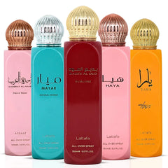 Bad'ee Al Oud Sublime, Yara Tous, Haya, Ameerat Al Arab Prive Rose & Mayar Natural Intense All-Over Sprays 150ml (5.07 oz) by Lattafa | Spray. Slay. Repeat. (Bundle)