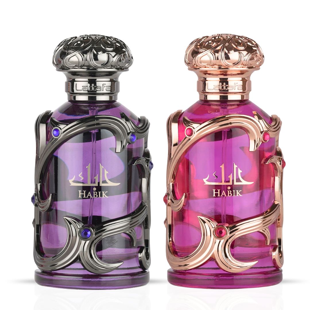 Habik Men & Habik Women Eau de Parfum Sprays 100ml (3.4 oz) by Lattafa | Two Fragrances, One Irresistible Chemistry (Bundle)