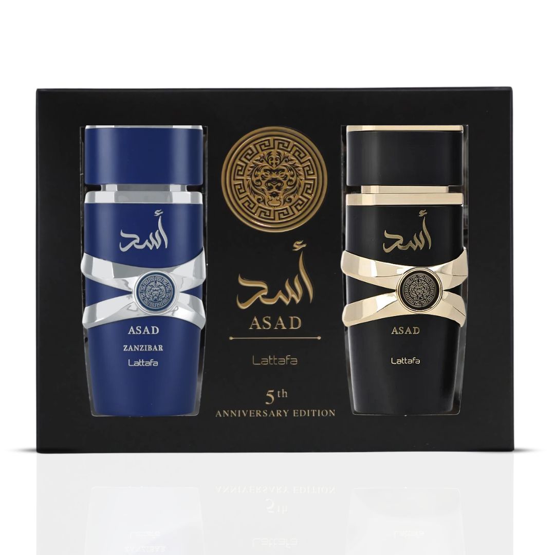 Asad & Asad Zanzibar Eau De Parfum Sprays 100ML (3.4 OZ) by Lattafa | Smoky Heat & Ocean Breeze—Bold Contrasts, One Signature Style. (Gift Set)