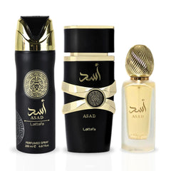 Asad Gift Set Eau De Parfum Spray - 100ML, Hair Mist - 50ML, Perfumed Spray 200ML | Gift Set By Lattafa