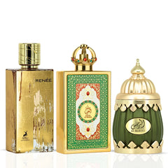 Niche Emarati Al Narjis & Queen of Arabia by Lattafa, Renee Carmine by Maison Alhambra - Eau de Parfum Sprays 100ml | Citrusy, Sweet, Floral & Fruity (Golden Bundle)