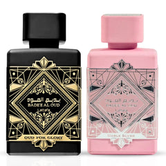 Bad'ee Al Oud Glory & Noble Blush EDP Sprays 100ML (3.4 OZ) By Lattafa | Long Lasting, Luxurious, Exquisite Scents. (BUNDLE)