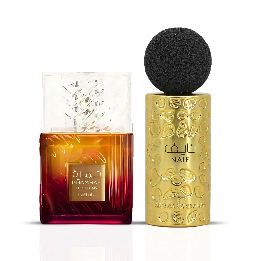 Khamrah Dukhan by Lattafa & Naif by Ard Al Zaafaran - Eau de Parfum Sprays 100ml (3.4 oz) | Elegant. Intense. Unforgettable. (Bundle)