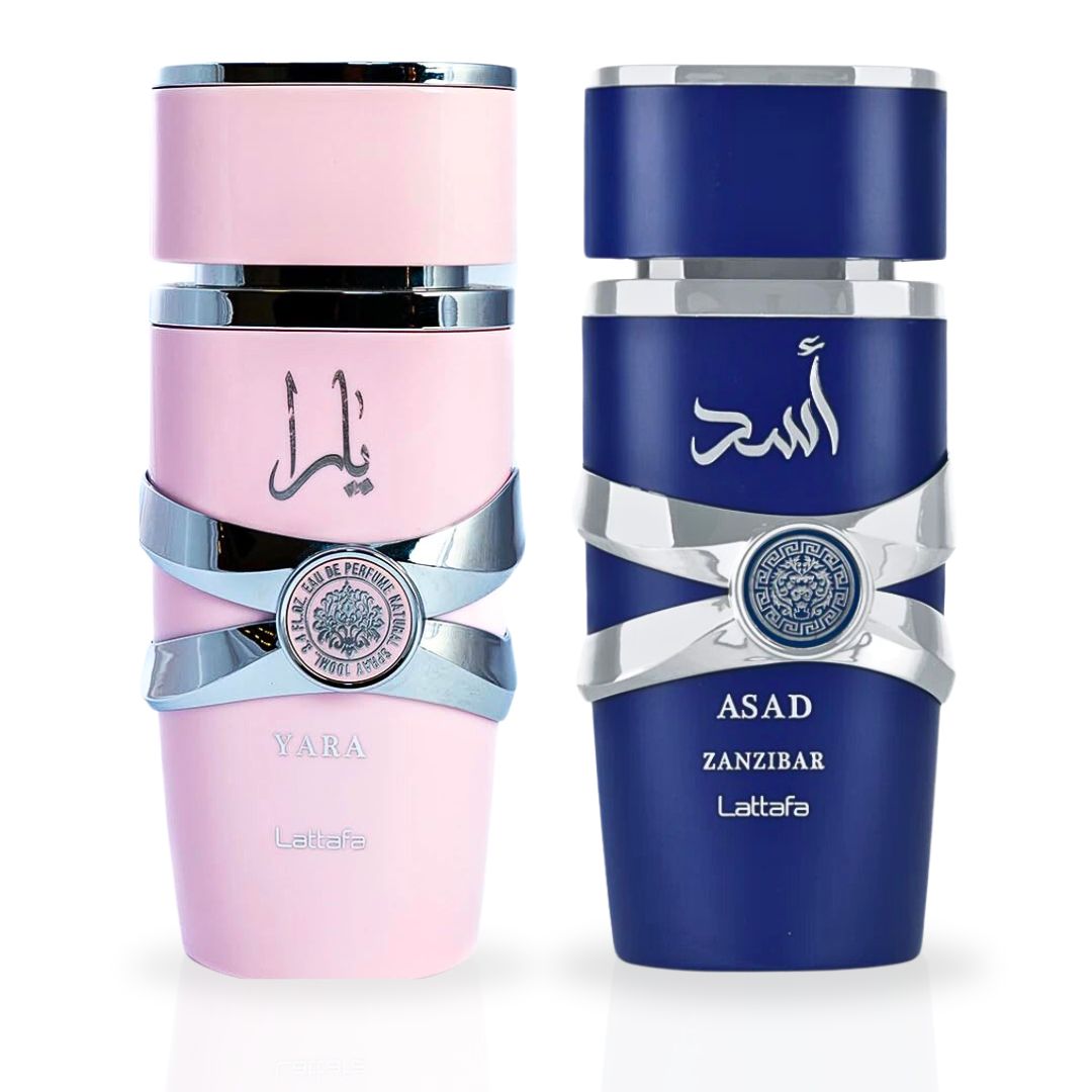 Yara & Asad Zanzibar EDP Sprays 100ML (3.4 OZ) By Lattafa | A Perfect Balance Of Feminine Charm And Masculine Power. (BUNDLE)