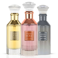 Velvet Oud, Velvet Rose & Velvet Musk Eau De Parfum Sprays 100ML (3.4 OZ) By Lattafa | A Luxurious Trio Of Rich Oud, Bold Florals & Soft Musk. (Bundle)