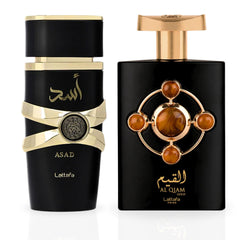 Asad & Al Qiam Gold EDP Sprays 100ML (3.4 OZ) By Lattafa | Two Distinct Scents, One Irresistible Appeal. (PIONEER BUNDLE)