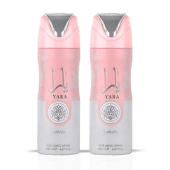 Yara Perfumed Body Sprays 200ml (6.7 oz) for Women by Lattafa | Stay Fresh With a Soft Blend of Orchid, Tropical Fruits & Creamy Vanilla. (Pack of 2)