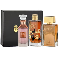 Ameer Al Oud Intense Oud,Ser Al Malika & Velvet Rose EDP-100ml with Magnetic Box