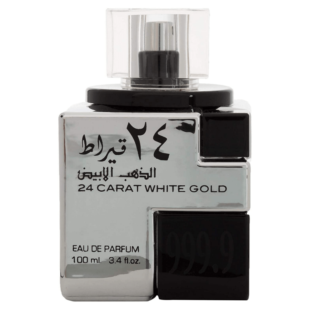 24 Carat White Gold EDP - 100ML (3.4 oz) by Lattafa (WITH VELVET POUCH)