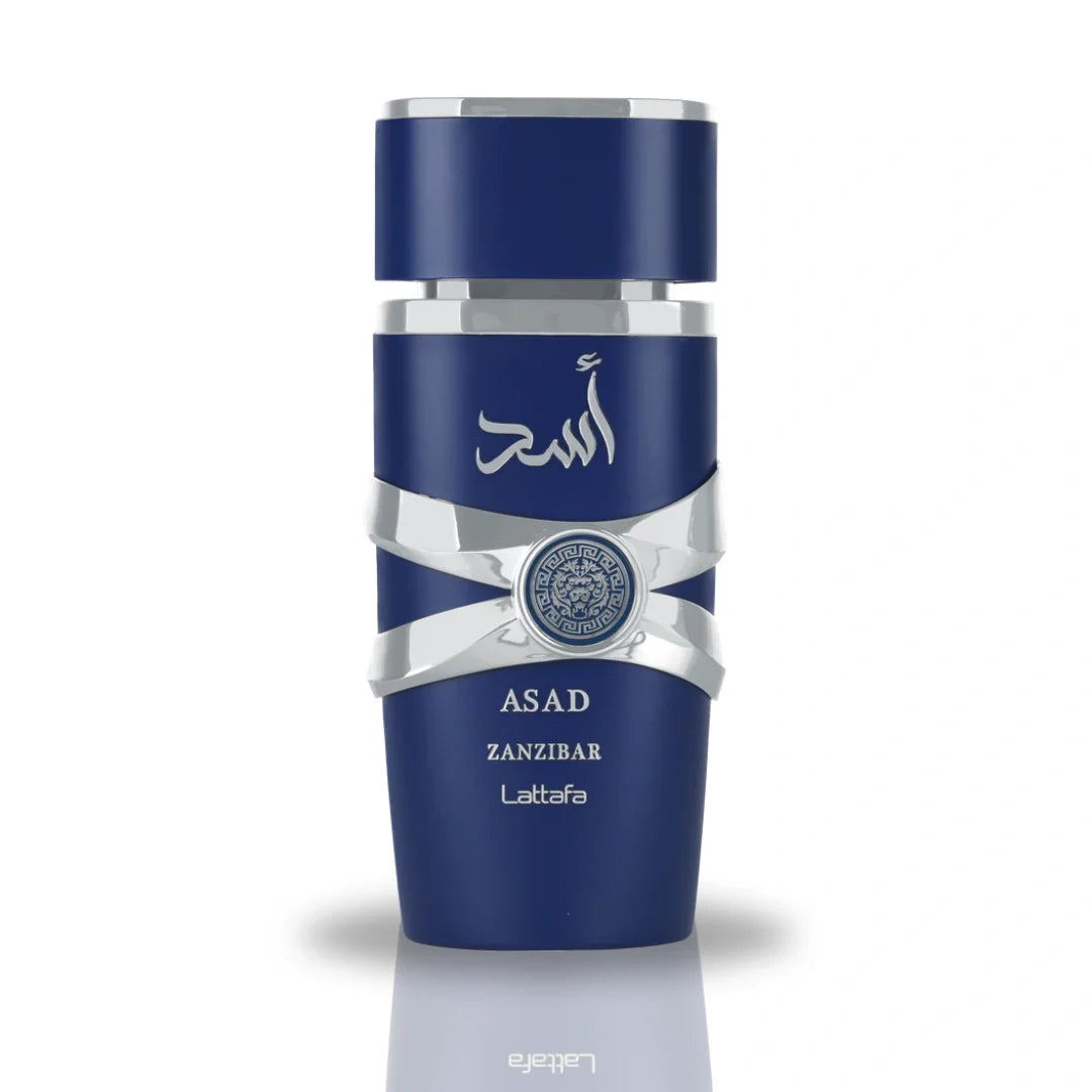 Asad Zanzibar Eau de Parfum Spray 100ml (3.4 oz) by Lattafa (Velvet Pouch)