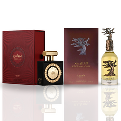 Lattafa Pride NEBRAS & ETERNAL OUD - Unisex EDP Sprays 100ML (3.4OZ), Long Lasting & Luxurious Fragrances For Men & Women. (AMAZING BUNDLE)